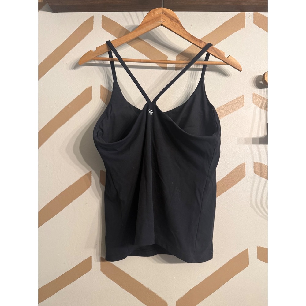Athleta Tank Top Womens XL Black Strappy Racerback Built-in Shelf Bra Camisole - Picture 2 of 3